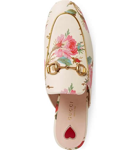 gucci princetown floral leather flat mules|Gucci princetown mule loafer.